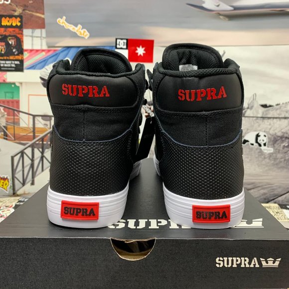 SUPRA VAIDER BLACK, WHITE & RED TUF SKATE SHOES NEW WITH BOX - Picture 7 of 10